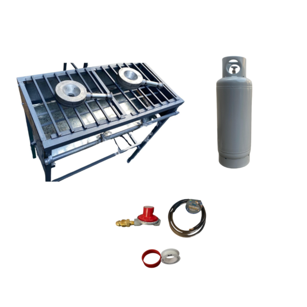 Parrilla 2 Quemadores + Tanque 20 kg + Kit Alta Presión