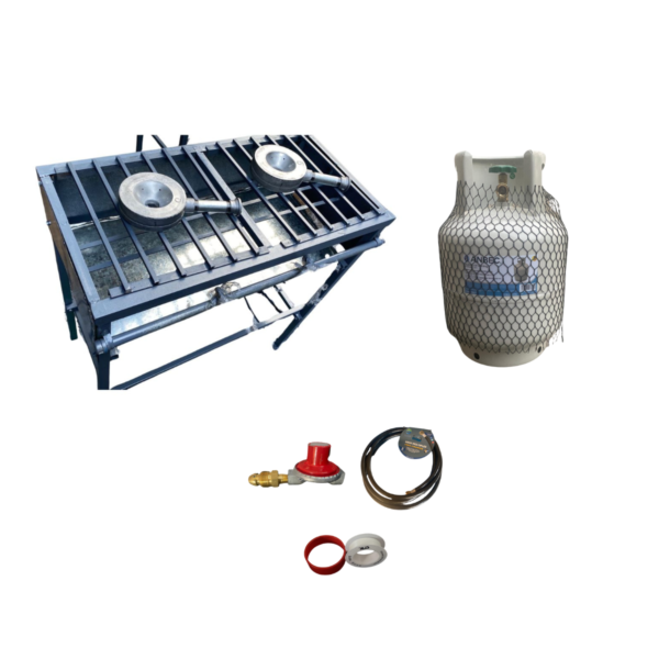 Kit Parrilla de Alta Presión – 2 Quemadores + Tanque 10 kg