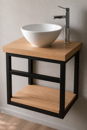 Base para Lavabo en Madera y Acero