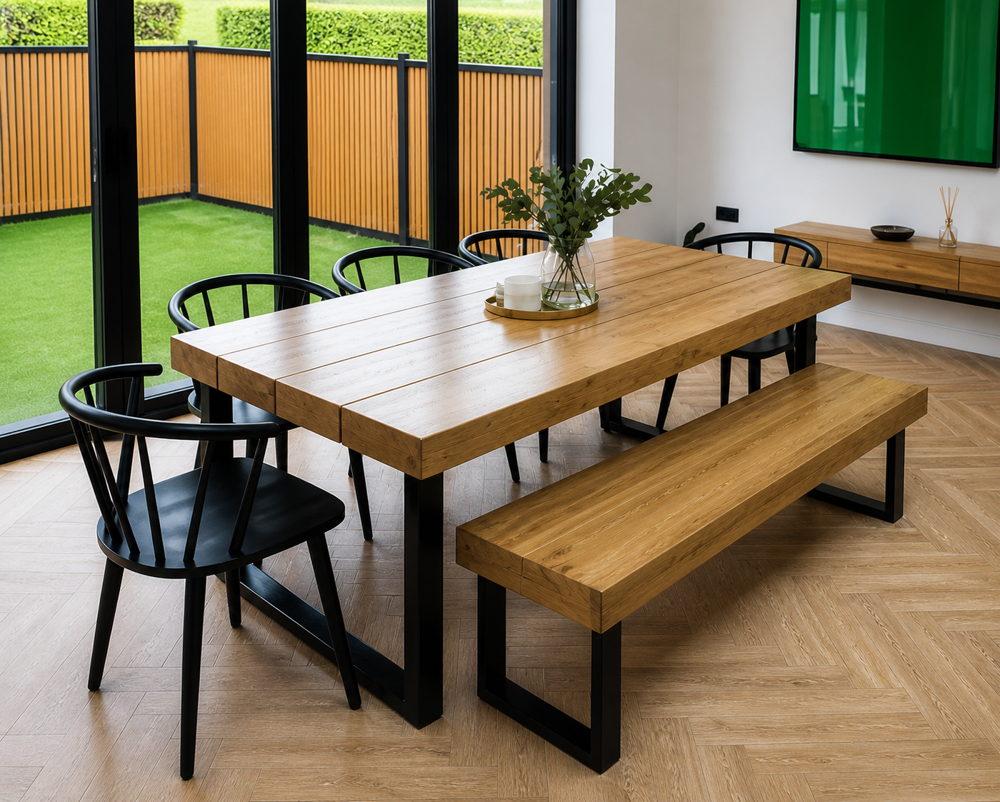 Comedor en Madera y Acero Contemporáneo