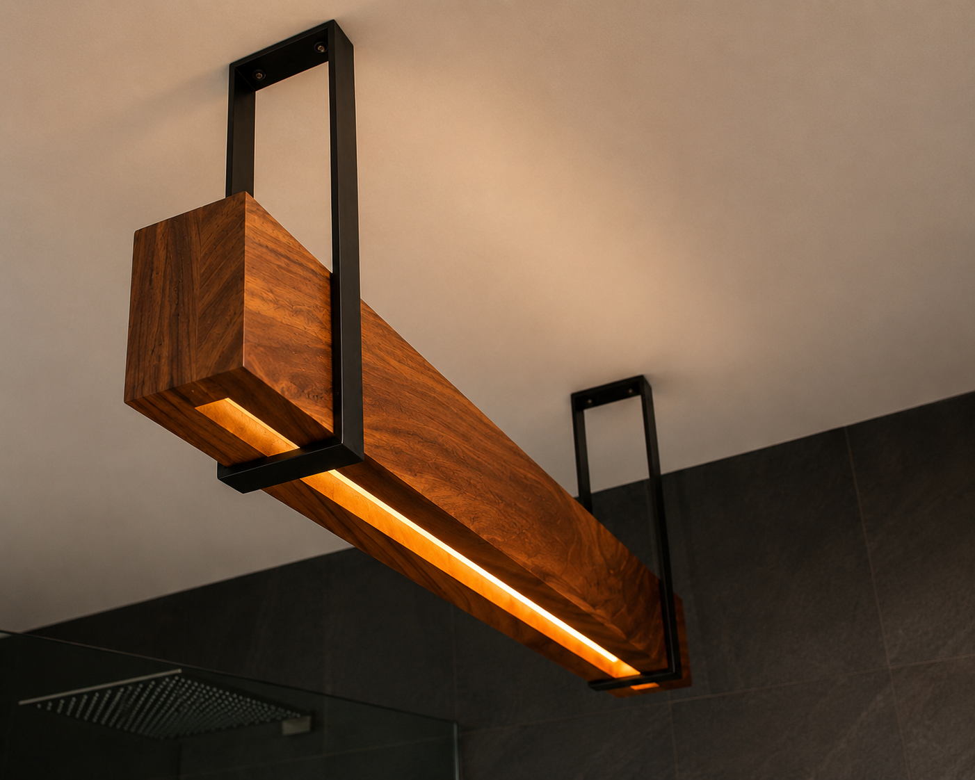 Lámpara de Techo en Madera y Acero